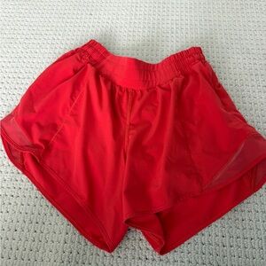 Lululemon Red Low Rise 4in Hotty Hots